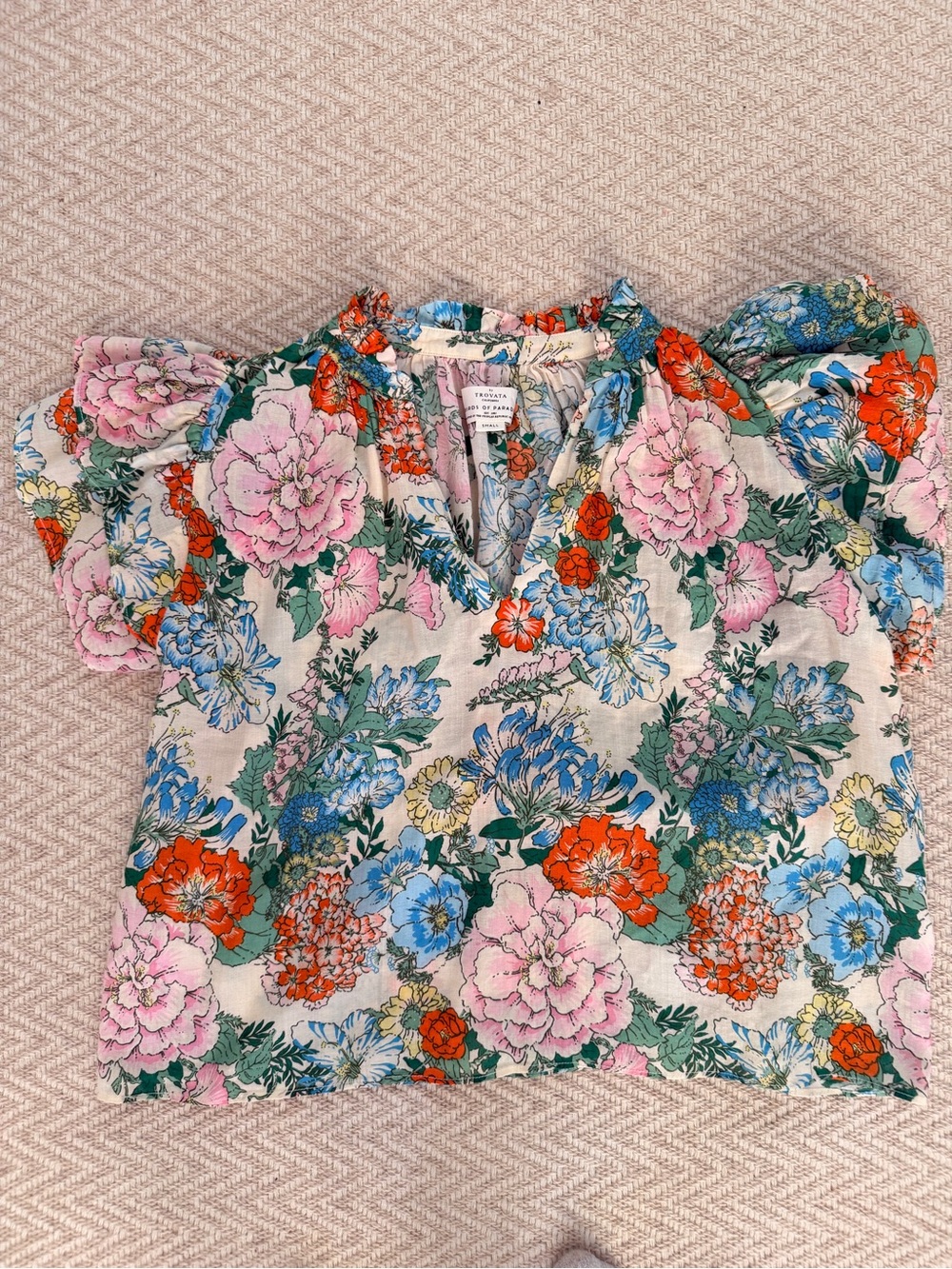 Trovata Birds of Paradis Floral Ruffle Blouse – Size Small - Picture 2 of 3